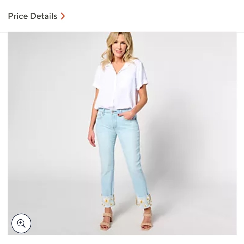 Driftwood Light Blue Jeans with Floral Cuffs W16